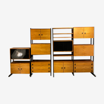 Caisse de livre Modular Walnut vintage 60'