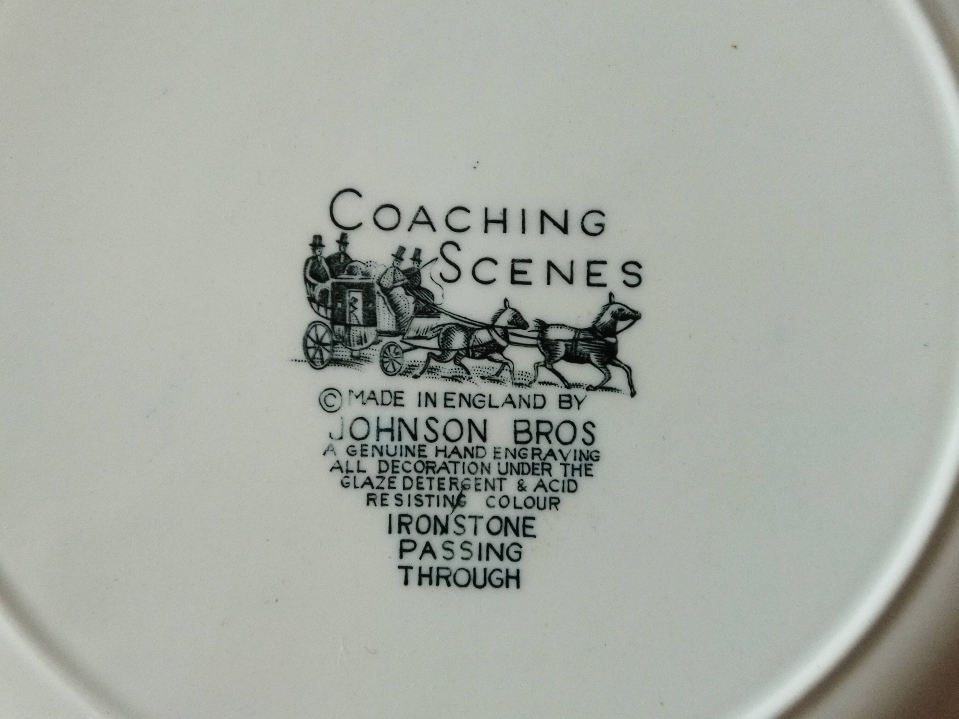 8 Johnson Bros "Coaching Scenes" English dessert plates