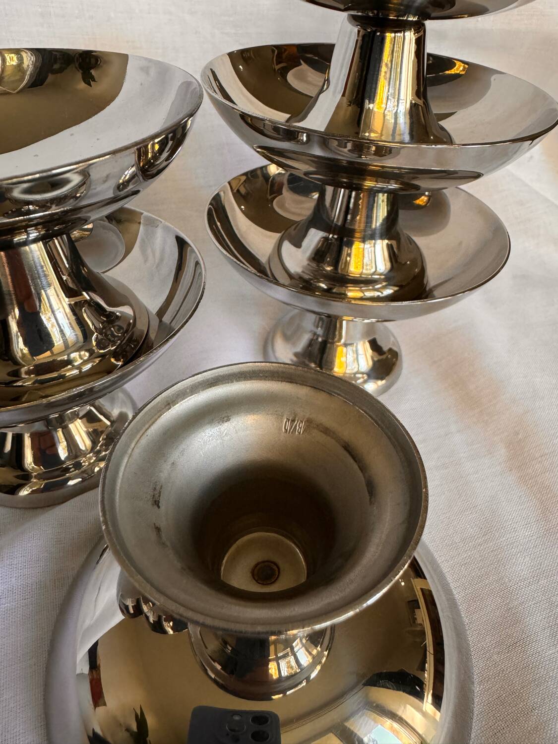 6 coupes à glace en acier inoxydable