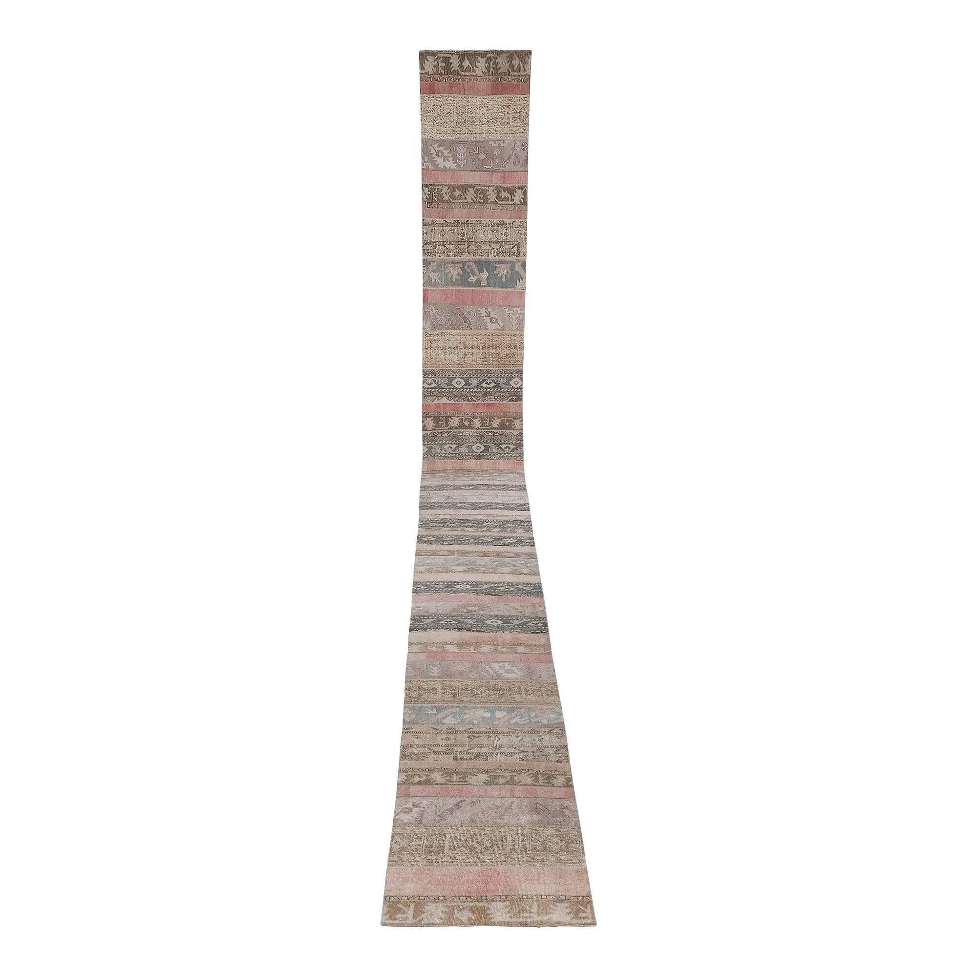 Vintage Turkish hallway rug 73x992 cm