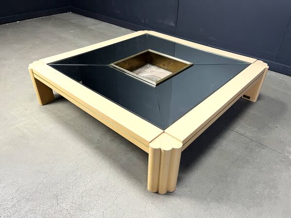 Table basse vintage en laque par Alain Delon pour Maison Jansen, années 1970