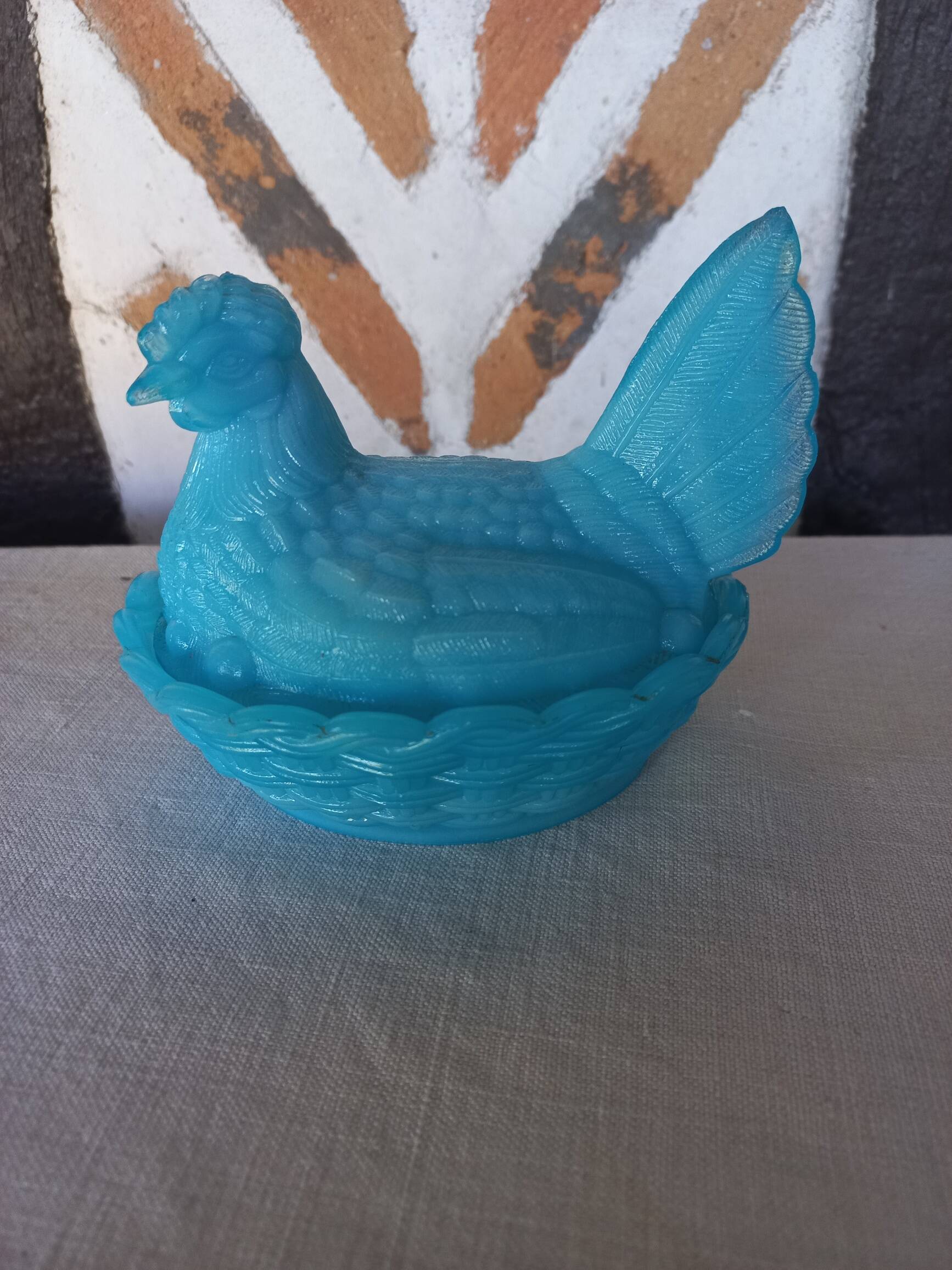 Blue opaline hen candy box