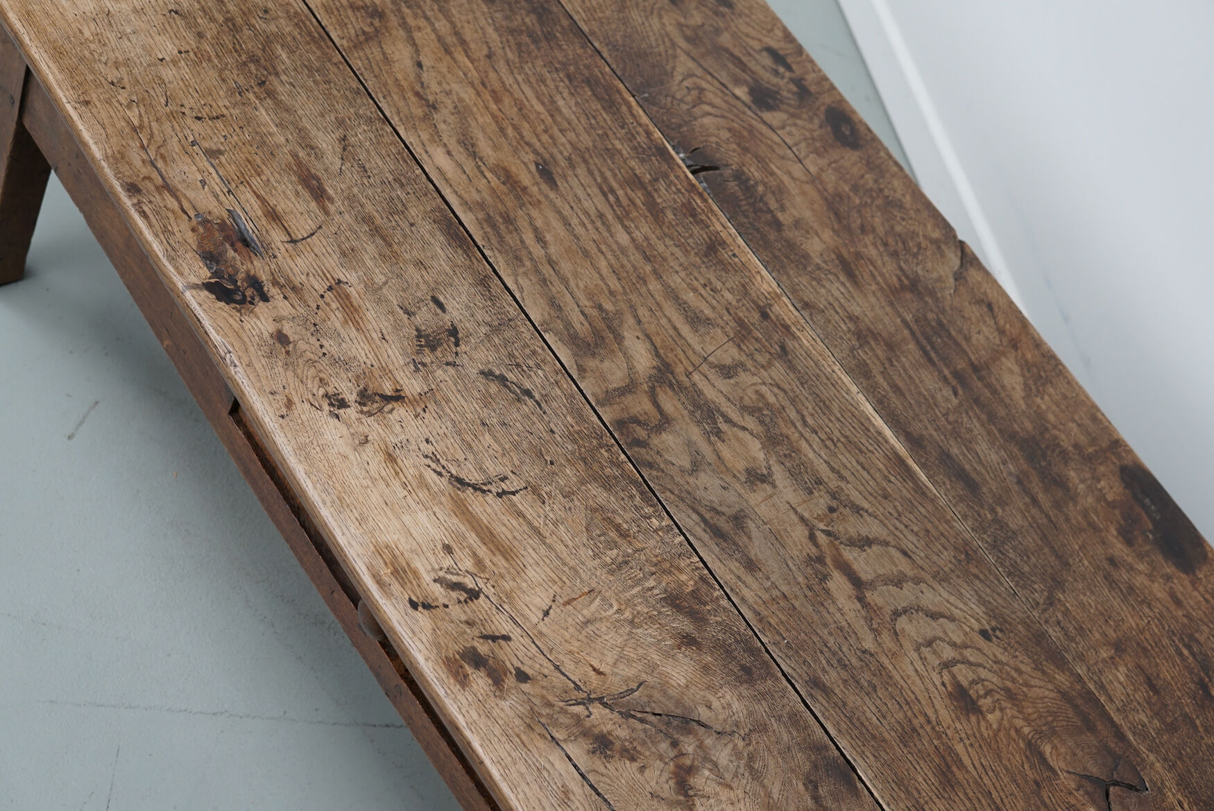 French 19th century farmhouse rustic natural chestnut coffee table