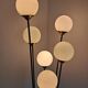 Mid Century Modern floor lamp in brass, marble, and opaline glass attributed to Stilnovo.