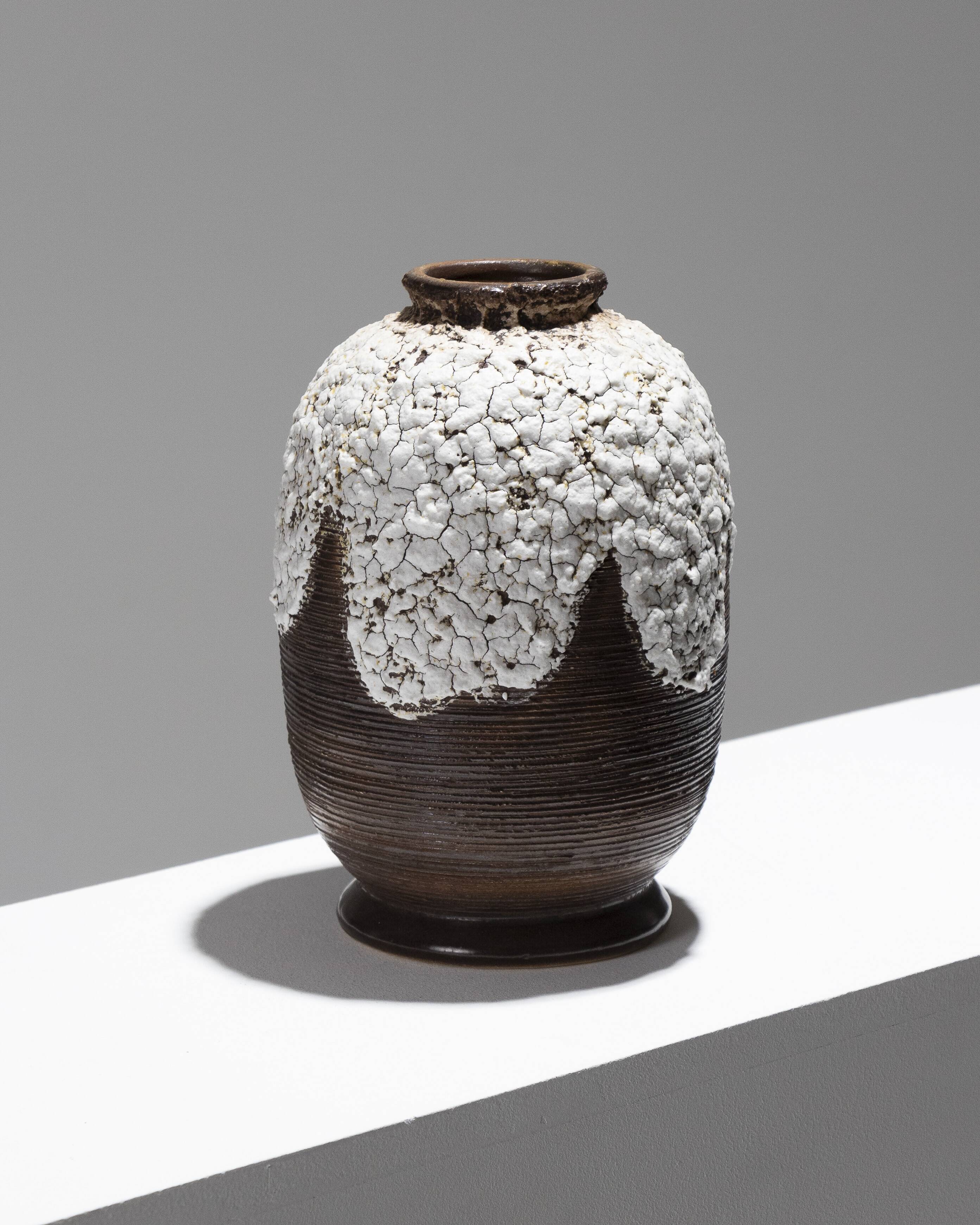 Stoneware vase with cracked decoration, louis-auguste dage, 1940s