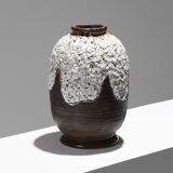 Stoneware vase with cracked decoration, louis-auguste dage, 1940s