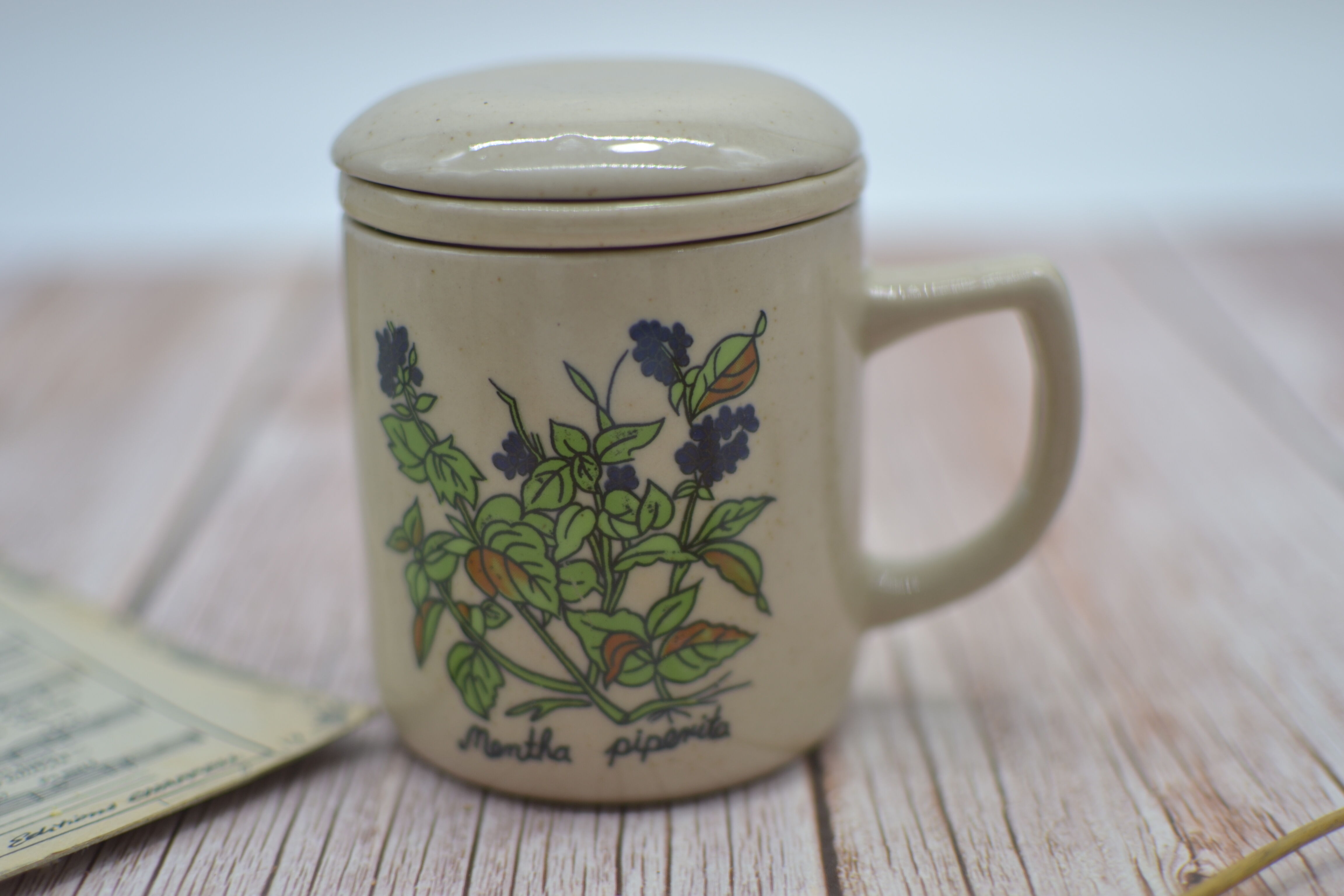 Old herbal tea in glazed stoneware Mentha piperita