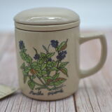 Ancienne tisanière en grès vernissé Mentha piperita