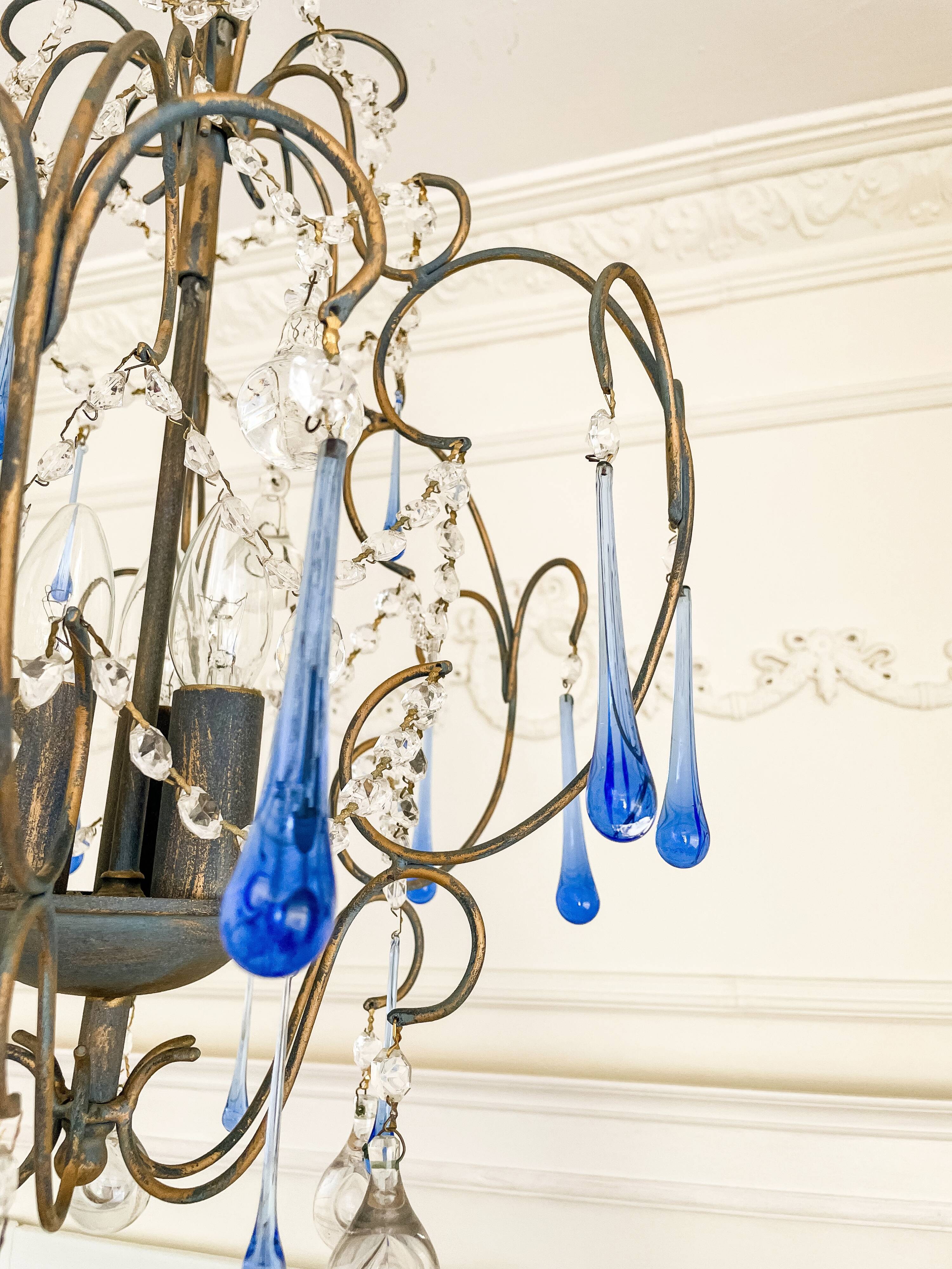 Lustre italien vintage Murano années 60-70, métal doré