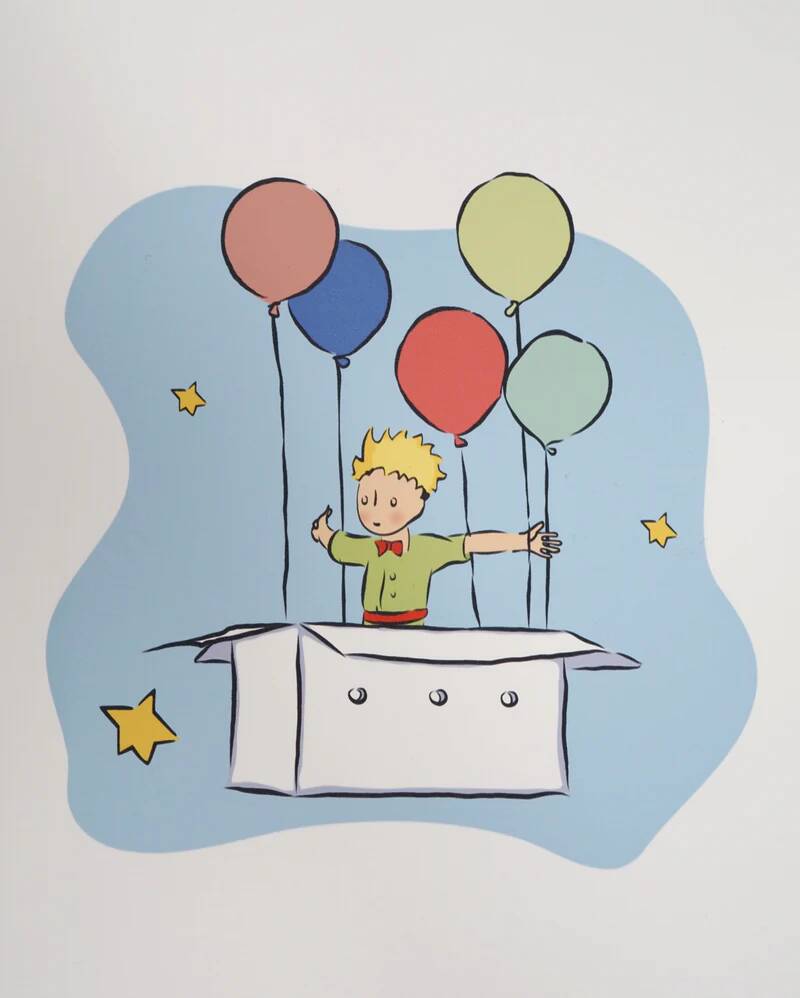 Antoine de Saint-Exupéry: The Little Prince in a Balloon, lithograph