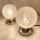Paire de lampes de table vintage, verre structuré soufflé et chrome, annees 70