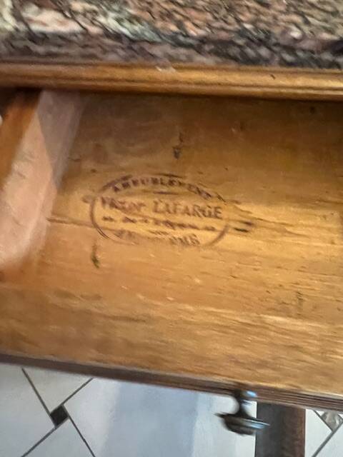 Table de chevet bois et marbre