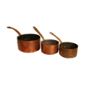 Lot de 3 casseroles en cuivre n°10 et n°14