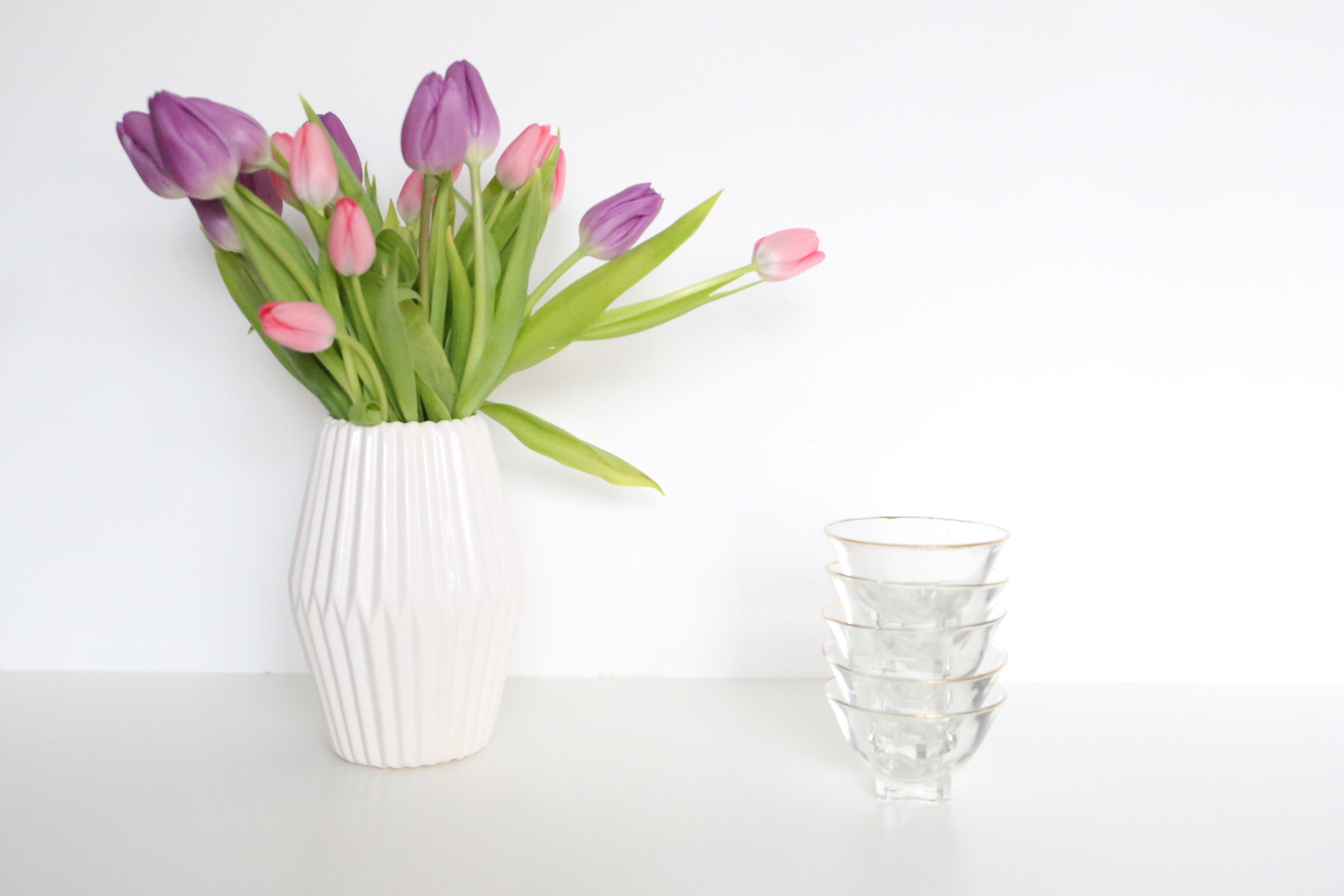 Set of 5 champagne glasses without foot, bistro style