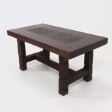 Antique Handcarved Solid Tropical Wooden Dining Table 1920s