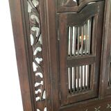Vintage Indonesian teak shuttered mirror