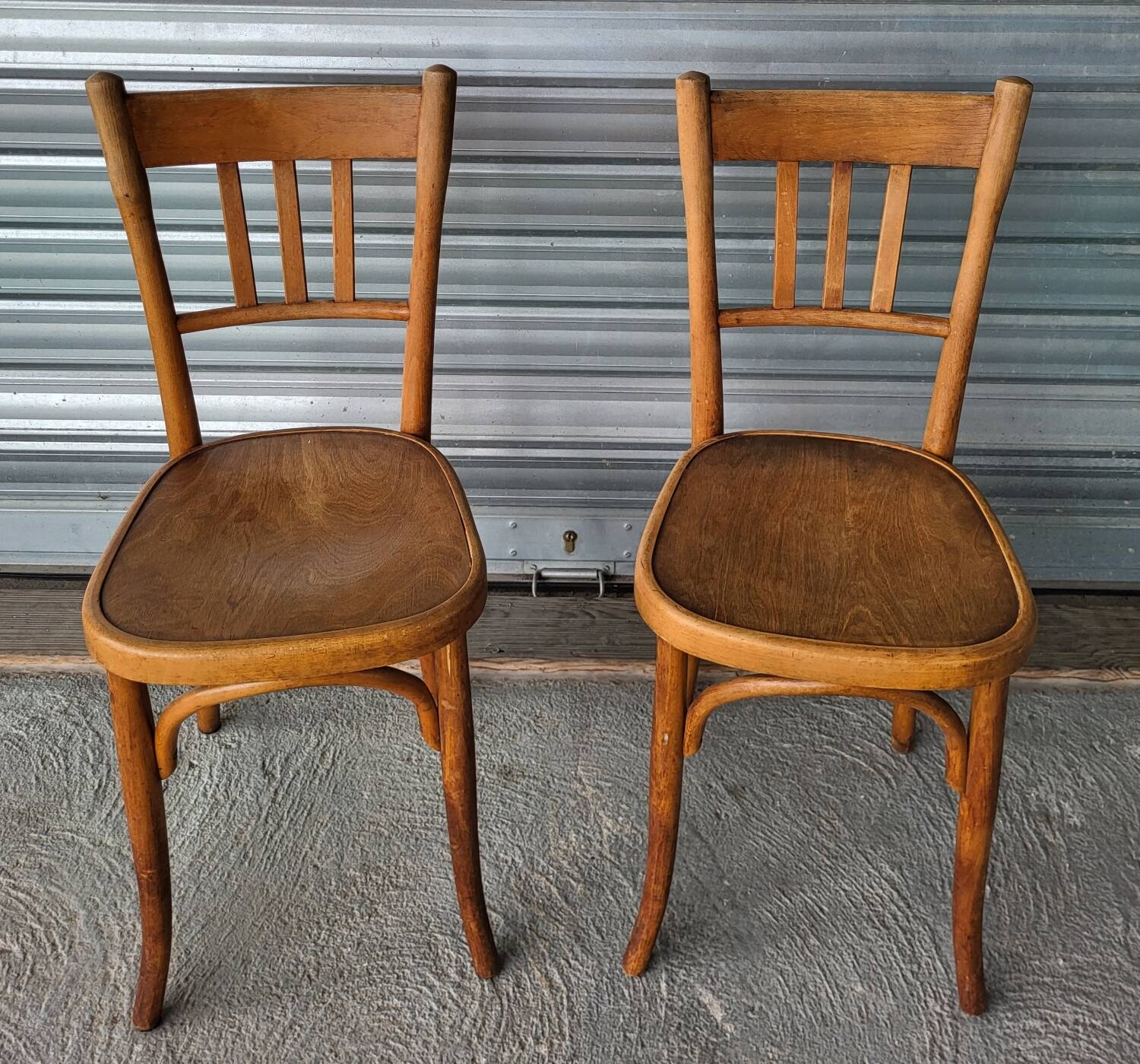 Pair of authentic antique Fischel Vintage bistro chairs