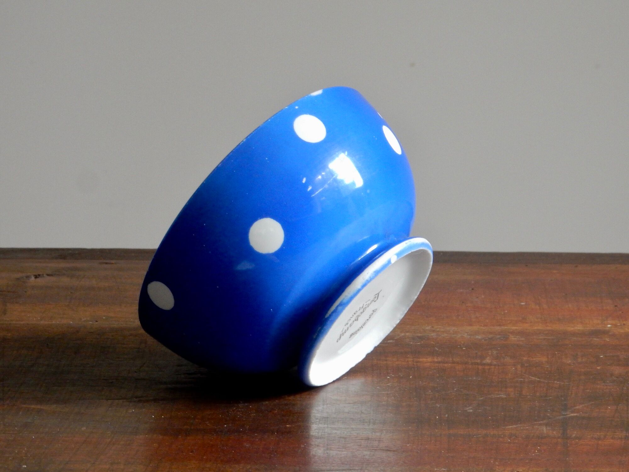 Longchamp small blue bowl porcelain milk coffee made in France