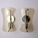 Pair of black sconces, murano glass, Italy, 1960