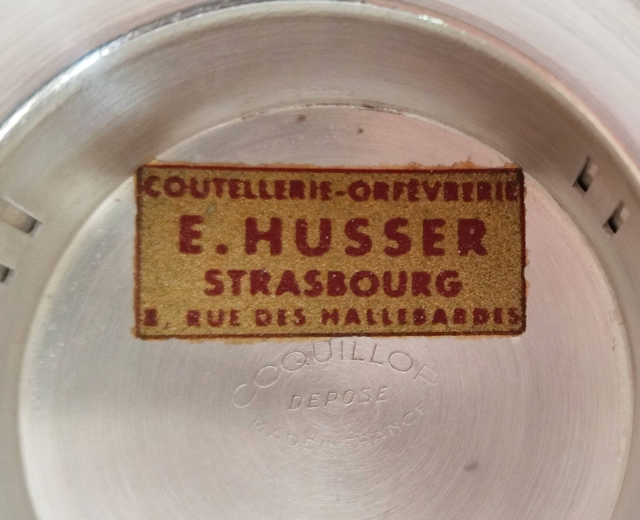 Antique Coquillor Junior butter dish in silver metal