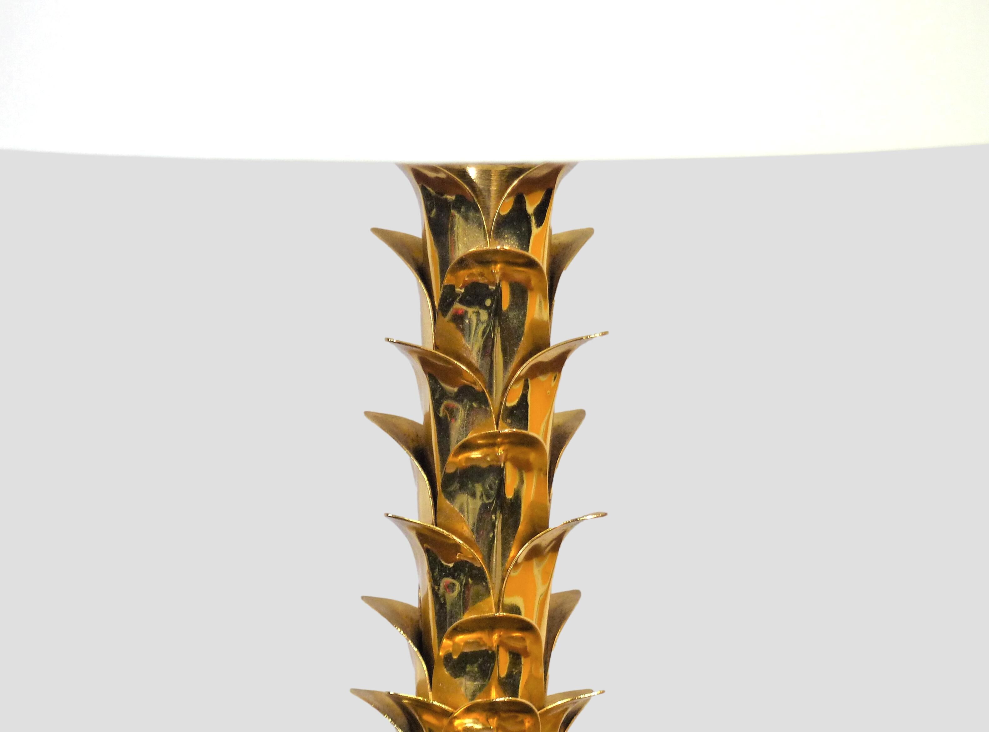 Brass table lamp stand with palmettes