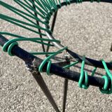 Pair of garden chairs Acapulco 1950 vintage scoubidou metal heaters