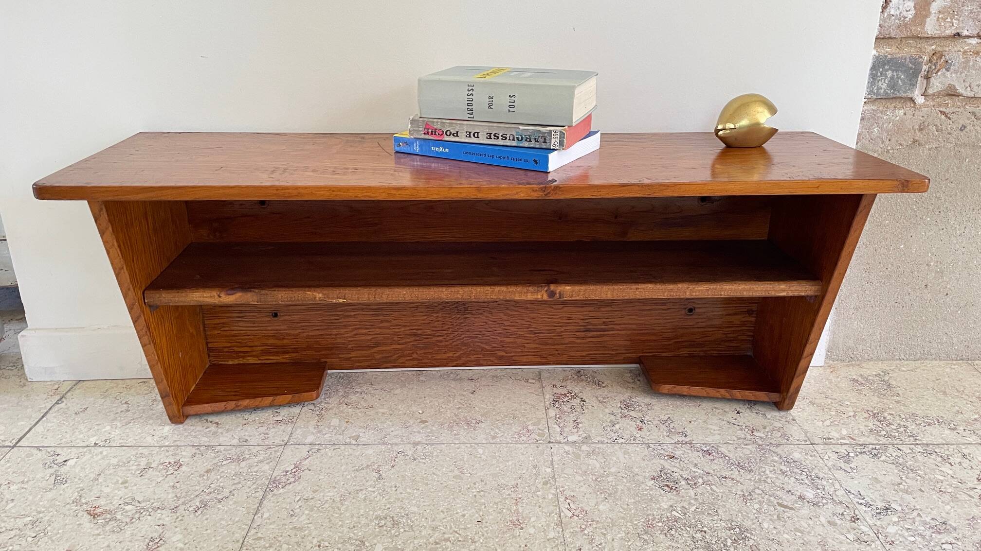Geometric Wall Shelf Solid Oak Vintage