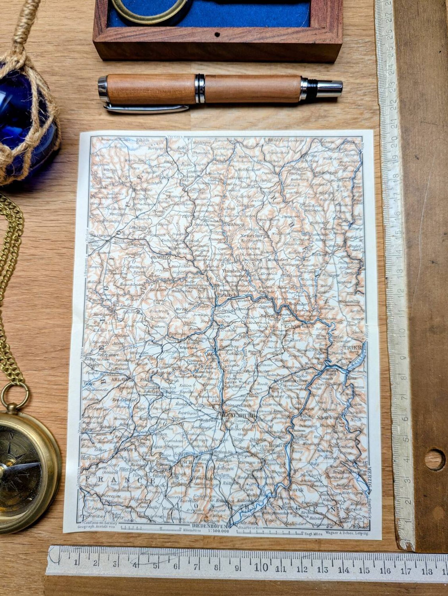 Printed in 1910, Luxembourg and its surroundings.