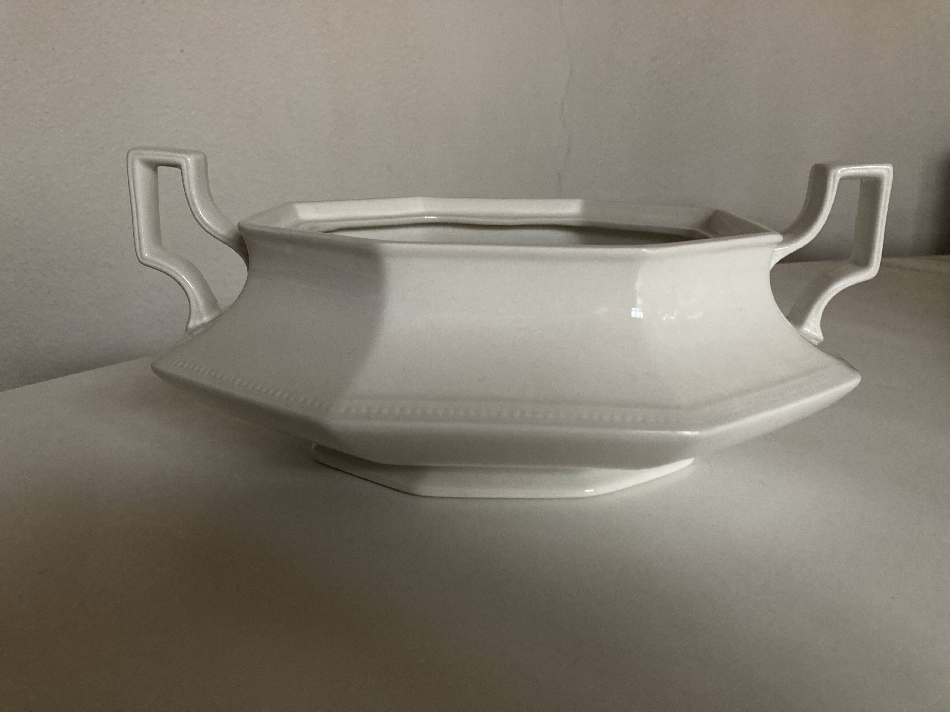 Neo Classic Greek Revival Octagonal Beaded English Earthenware Centerpiece