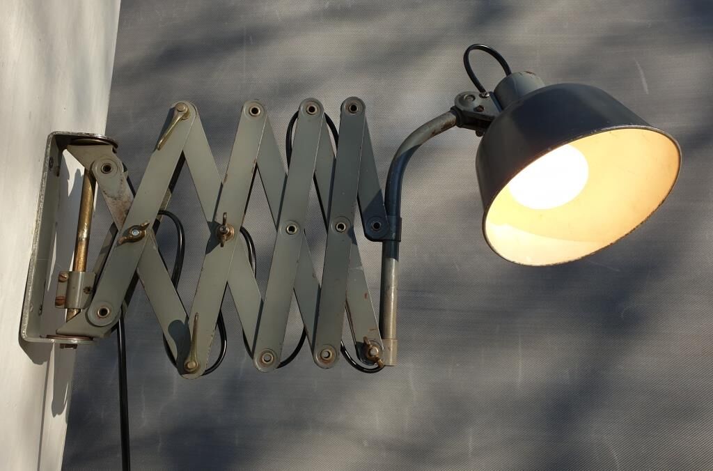 Workshop accordion lamp grey metal