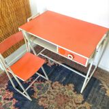 Vintage desk and chair in orange formica