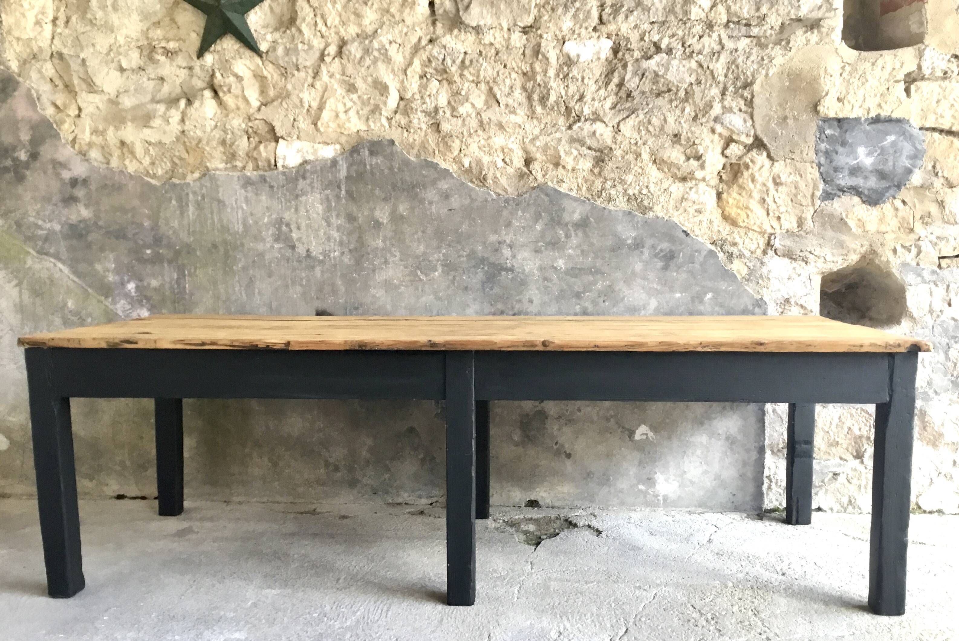Farm table 230 cm - black base - early 20th century
