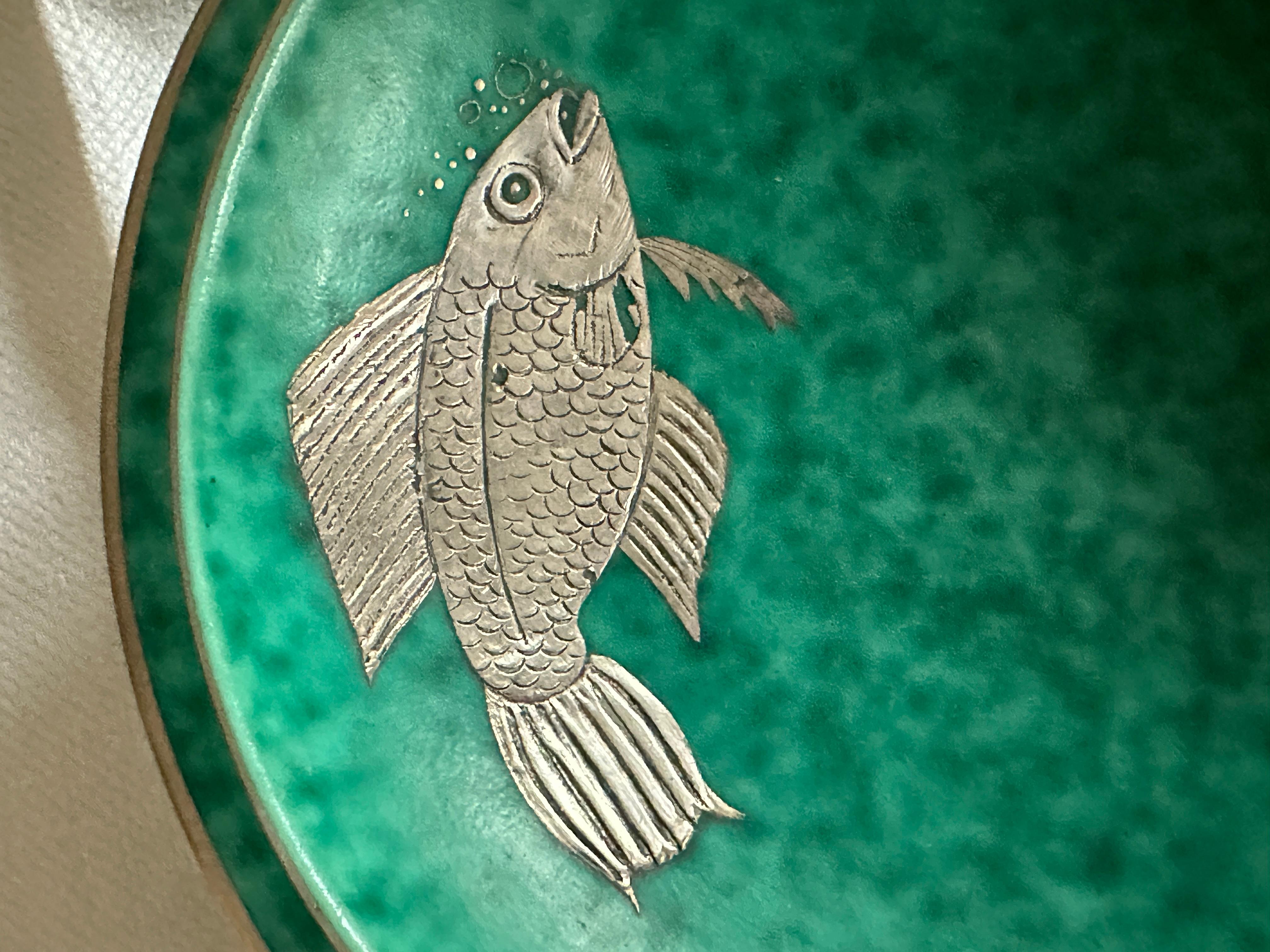 Bowl Wilhelm Kate in ceramic and silver Argenta Gustavsberg Sweden 1950
