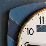 Vintage formica clock rectangular silent wall clock "Jaz golden blue"