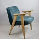 Light blue macau velvet 366 lounge chair by Józef Chierowski, 1970s