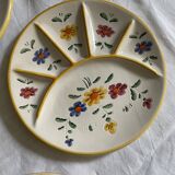 Handmade yellow flowered compartmentalized plates