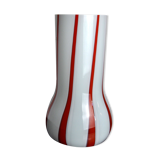 Lollipop vase, Red and white, Murano glass, Italy, 1960