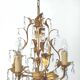Chandelier pampilles and leaves golden metal