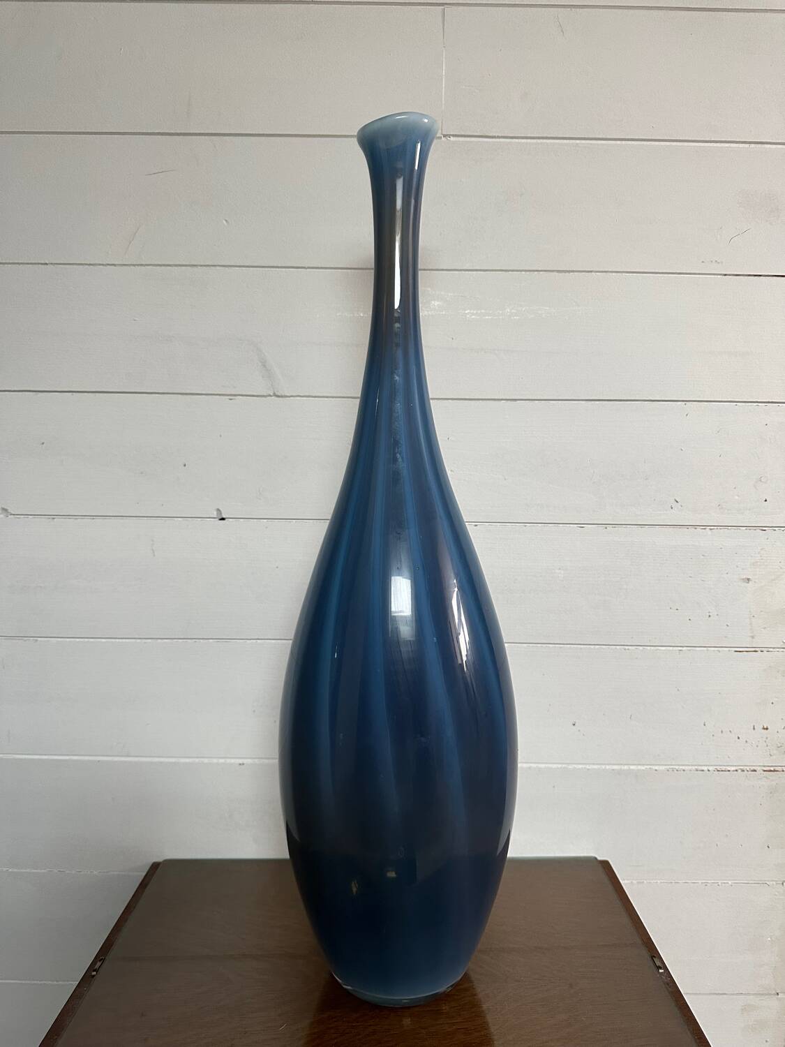 Large blue glass vase