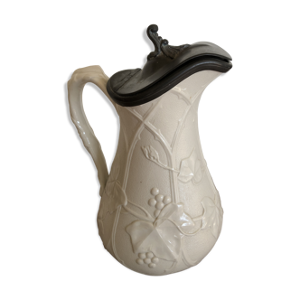 Cobridge English pitcher in earthenware and tin