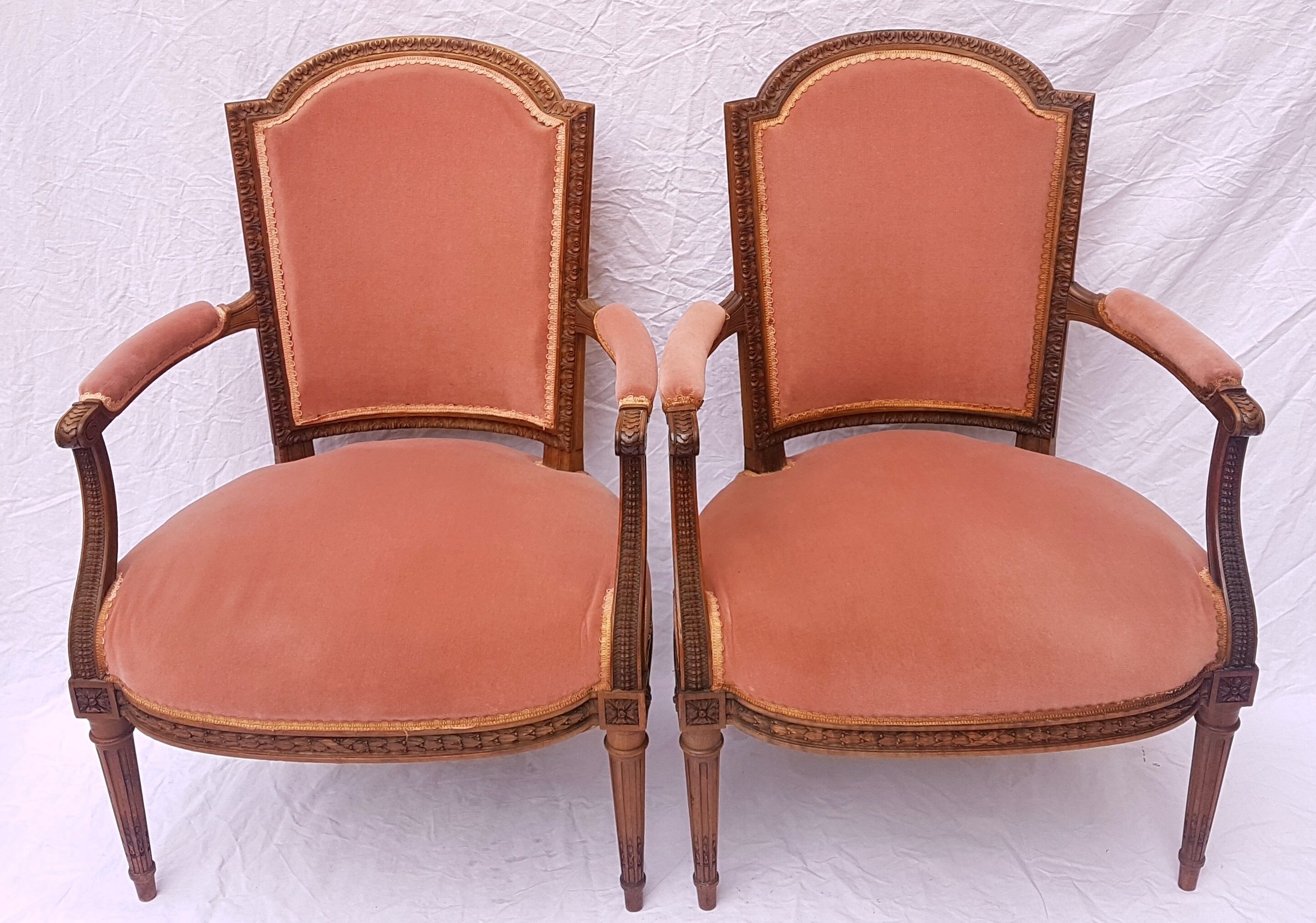 Pair of Louis XVI-style convertible armchairs