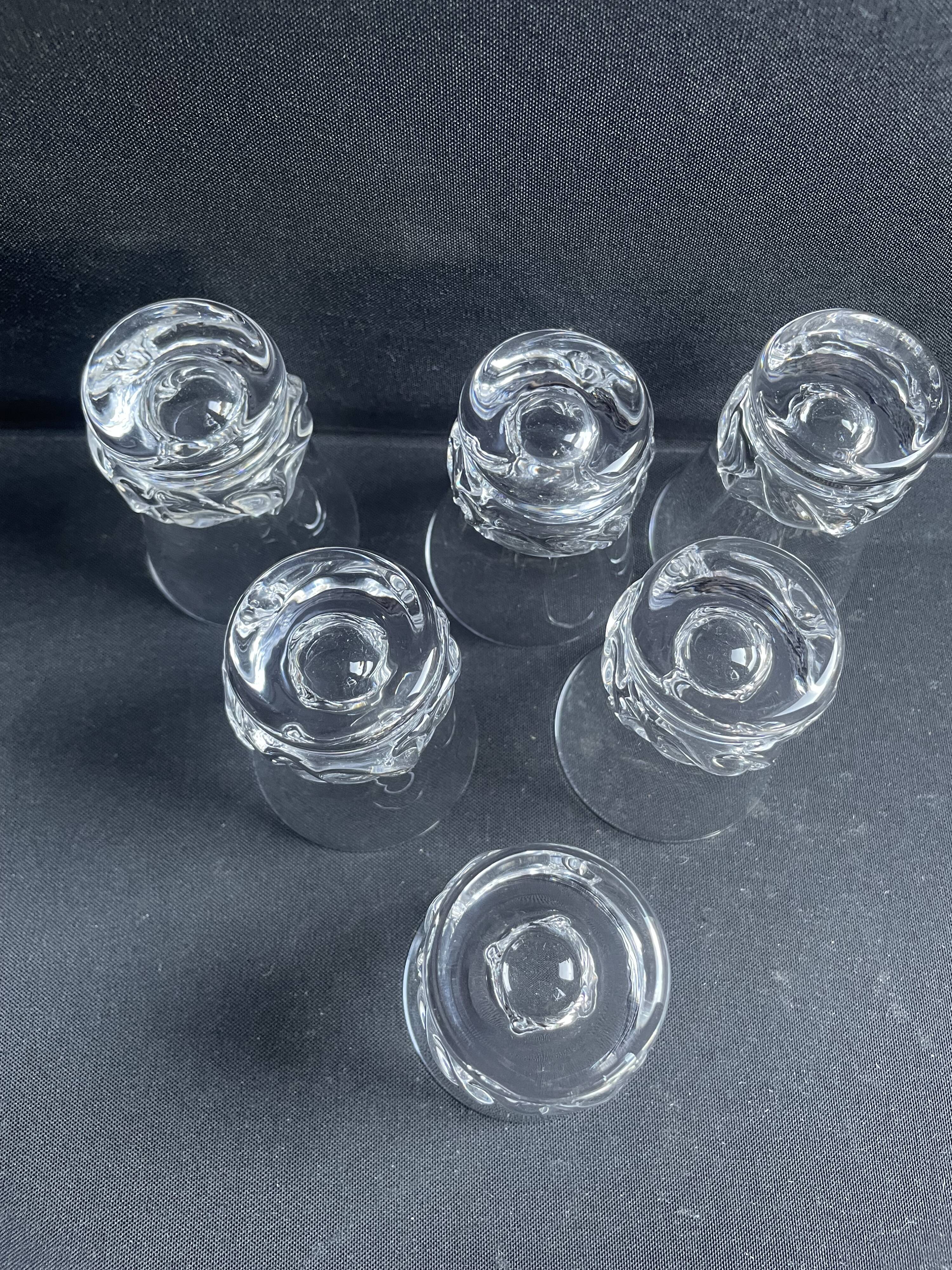 6 Daum Sorcy signed wine glasses