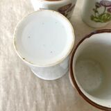 5 tasses à thé en grès fleuris vintage