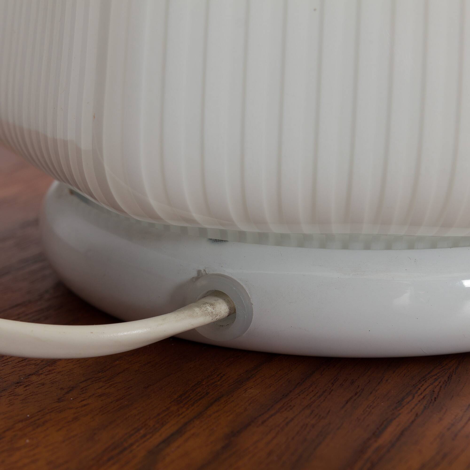 Pair of Italian striped Murano glass table lamps in style of Lino Tagliapie