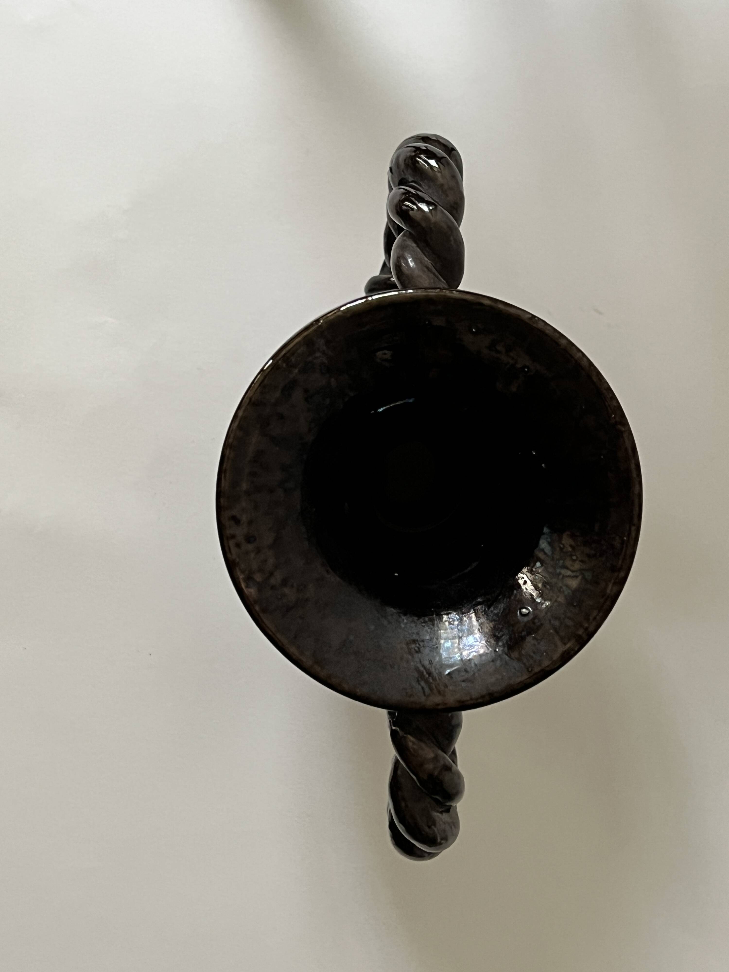 Large twisted amphora vase in glazed ceramic, Vallauris