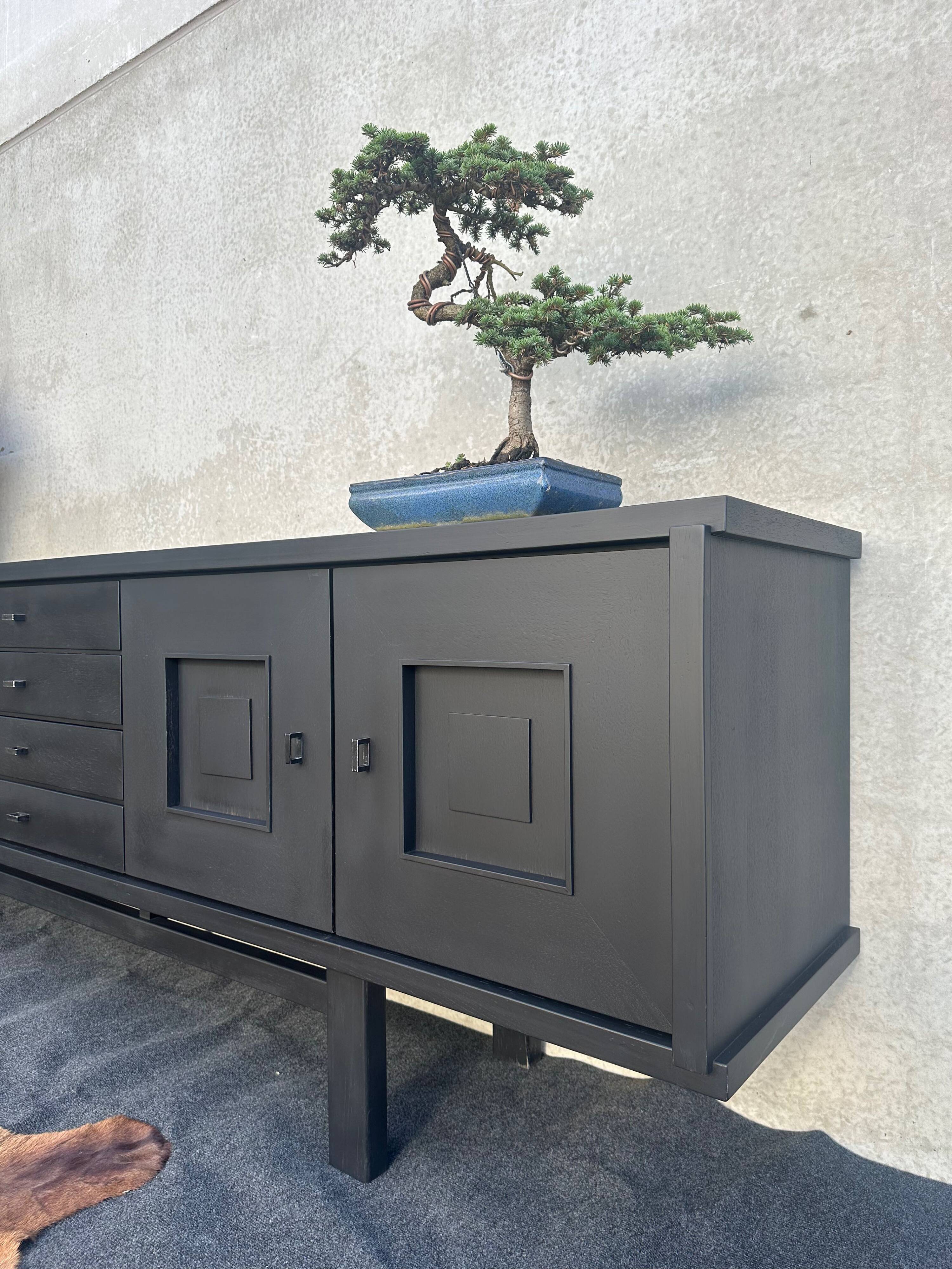 XL design black stained oak brutalist sideboard – De Coene