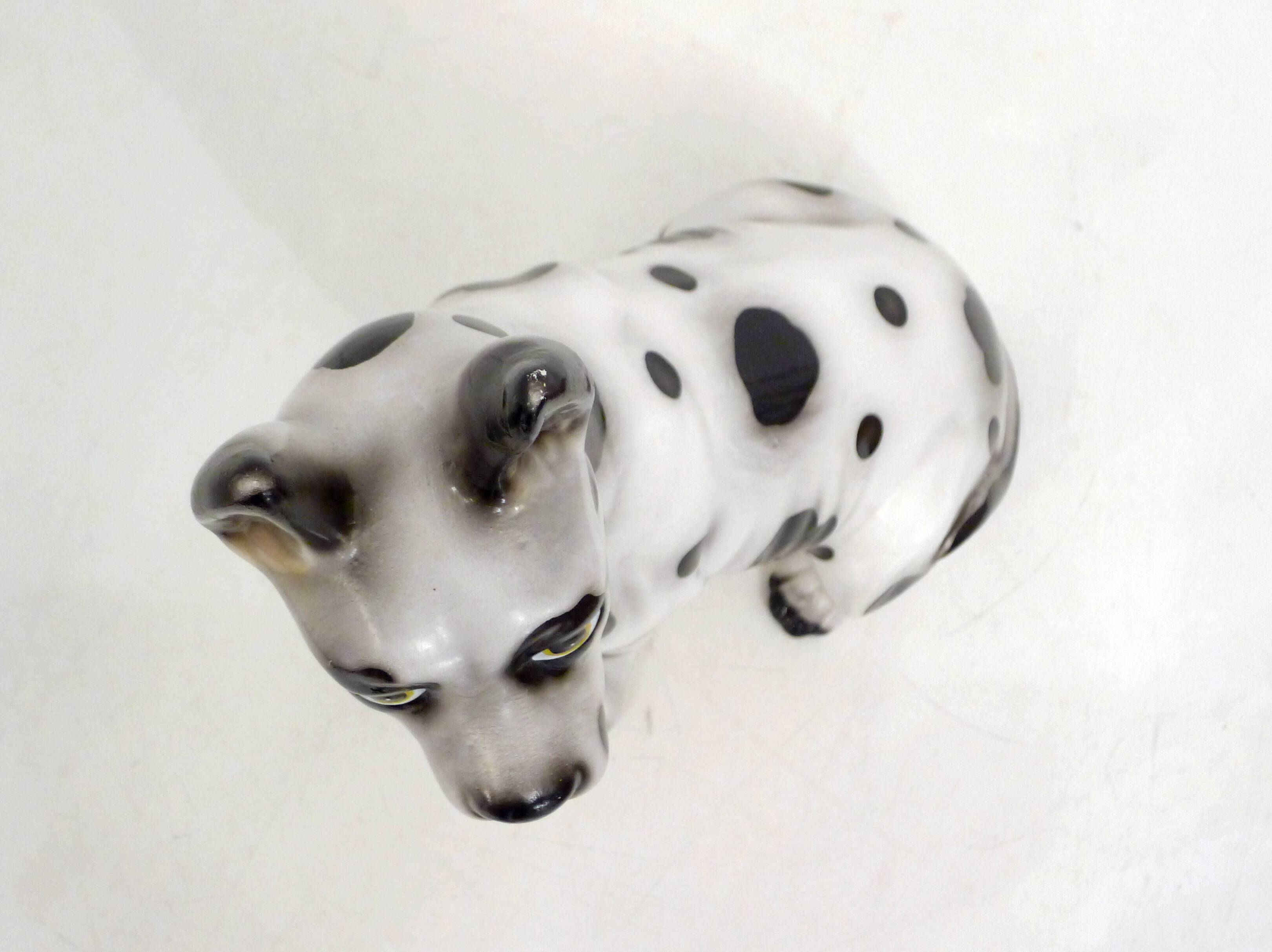 Large black and white ceramic dog (H 46 cm)