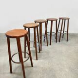 Vintage French wooden bar stools 1970s