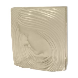 Sèvres paperweight, frosted crystal profile portrait of a woman