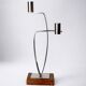 Candlestick in stainless steel and rosewood, 2 flames, Denmark, 1970s